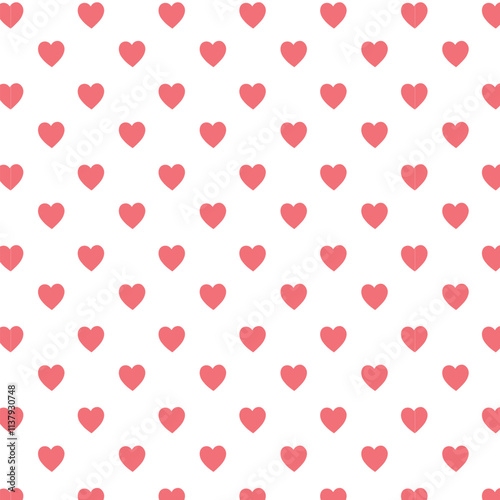 Small pink hearts on white background seamless pattern for Valentine's Day.