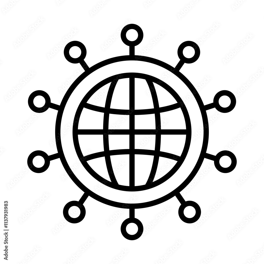 CDN (Content Delivery Network) line icon CDN (Content Delivery Network) line icon