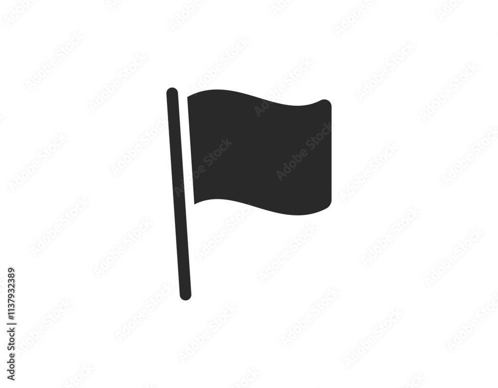 Simple black flag icon centered on a white background, perfect for graphic design projects or user interfaces. Simple black flag icon centered on a white background, perfect for graphic design projects or user interfaces.