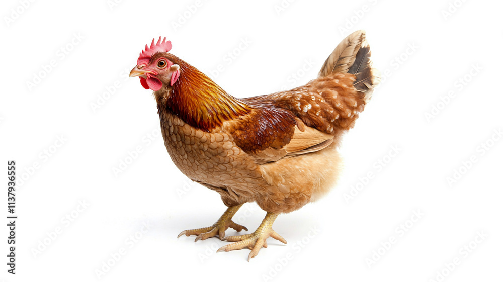 Fototapeta premium a brown chicken isolated on a white background