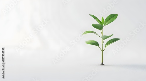 Fresh Green Plant Growing on Minimalist Background for Nature Concepts