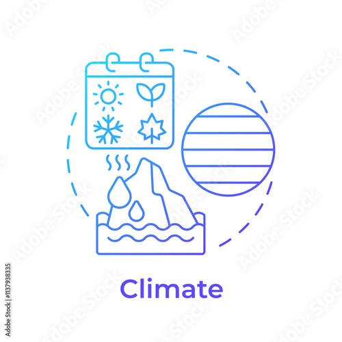 Climate blue gradient concept icon. Long term patterns of weather in particular region. Meteorology science. Round shape line illustration. Abstract idea. Graphic design. Easy to use in article