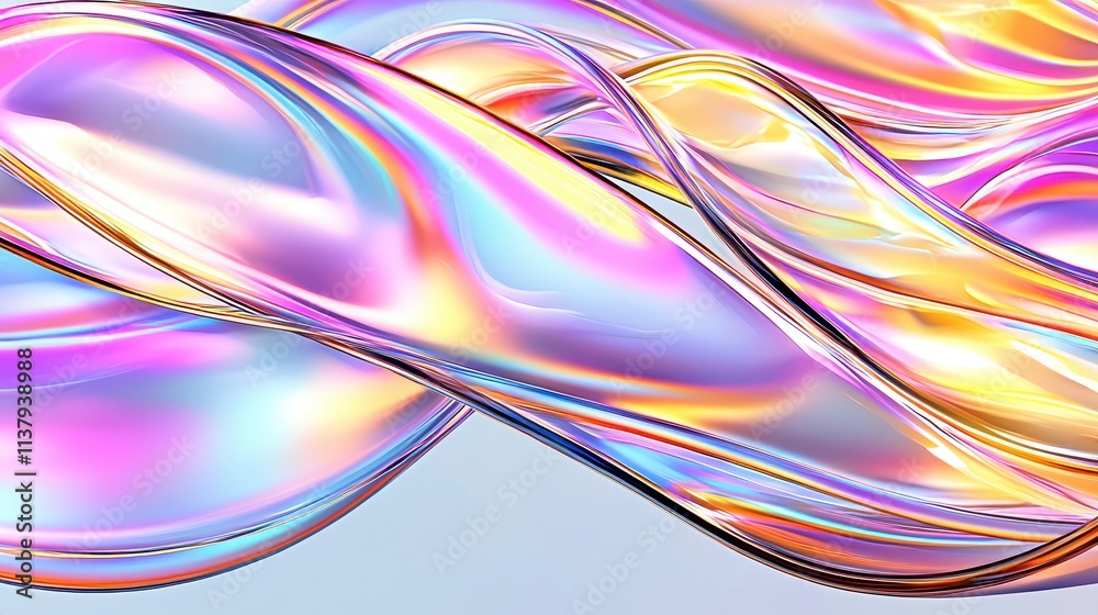 Vibrant Abstract Fluid Waves with Colorful Iridescent Reflections