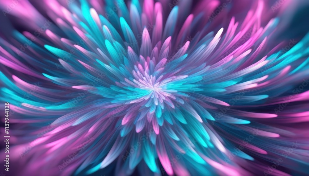 Obraz premium Abstract burst of pink and blue colors forming a dynamic, eye-catching pattern, suitable for modern design, backgrounds, and digital art.