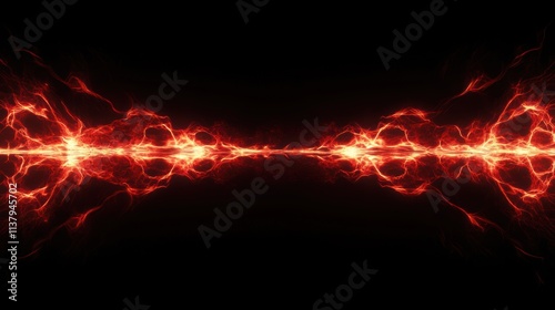 Dynamic Energy Wave with Radiating Red and Orange Light on Black Background
