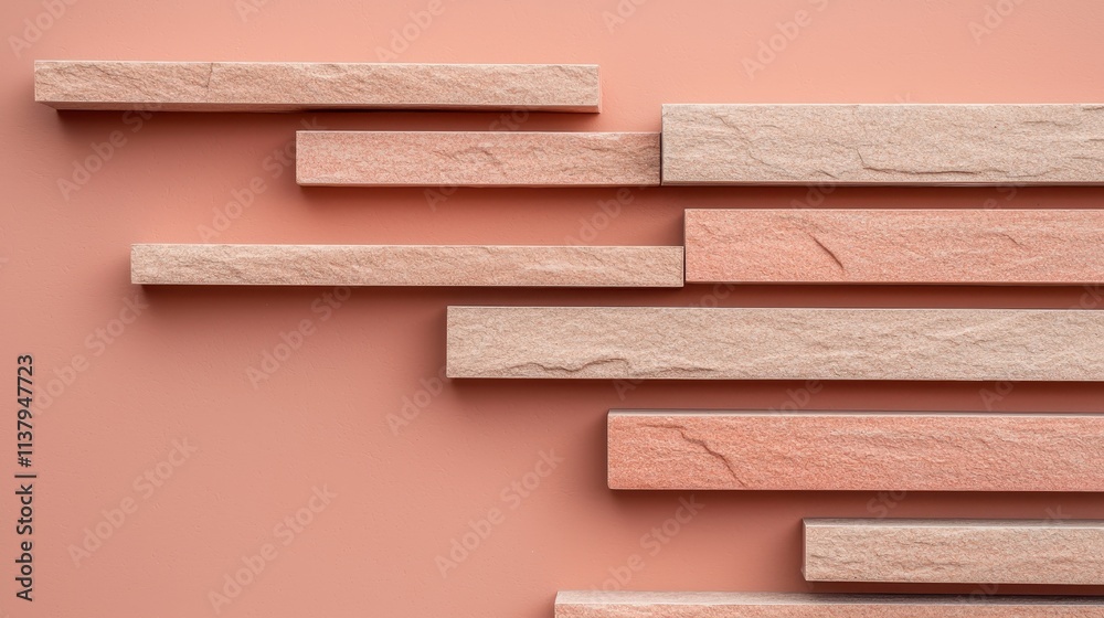 Obraz premium Abstract Composition of Textured Wooden Slats on Peach Background