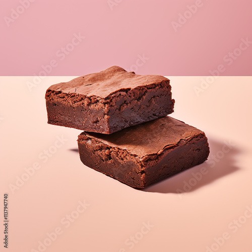  brownies isolated on a soft color background