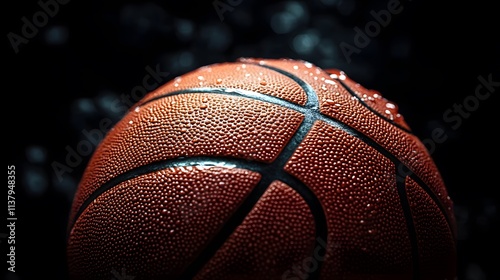 Basketball on a dark background representing sport and athleticism AI generated