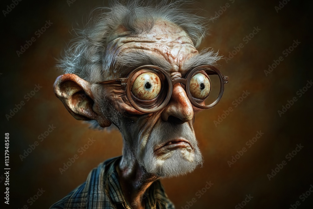 Cartoonish behavior, a zombie is an old man Cartoonish behavior, a zombie is an old man