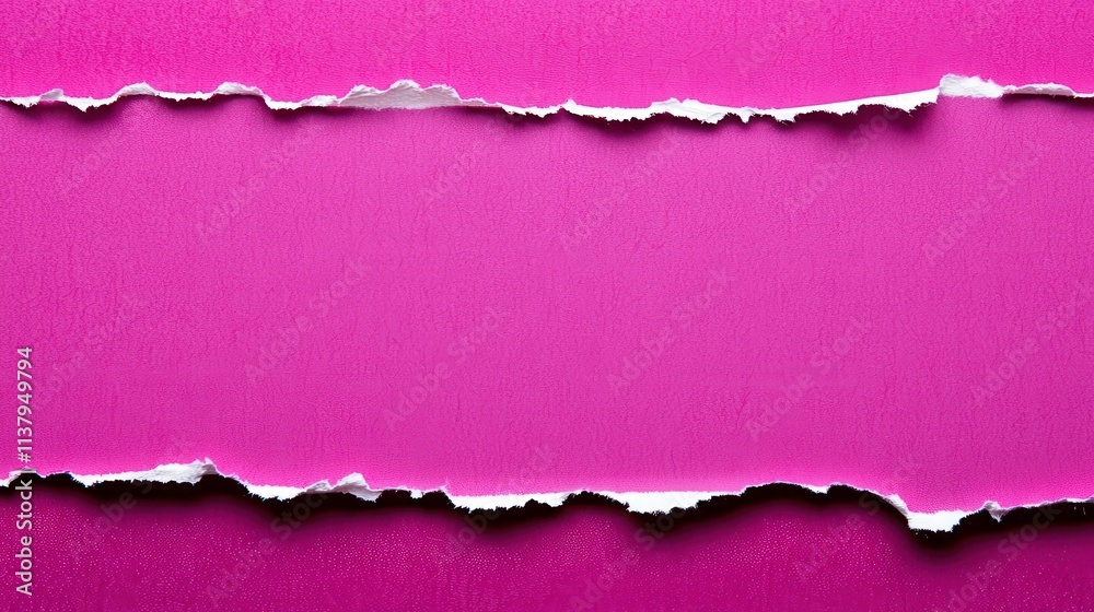 Vibrant Pink Background with Torn Paper Edge and Texture Detail Vibrant Pink Background with Torn Paper Edge and Texture Detail