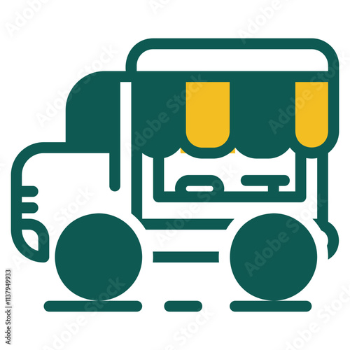 Food truck green and yellow style icon