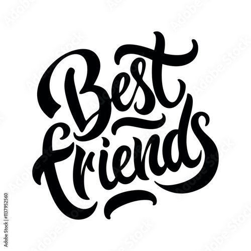 Calligraphic text “Best Friends”, black on white background
