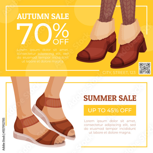Shoes and Footwear Shop Banner Design Vector Template