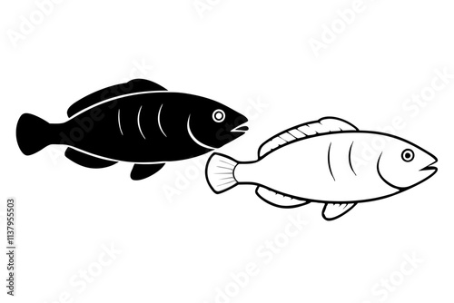 Crappie fish silhouette vector art.