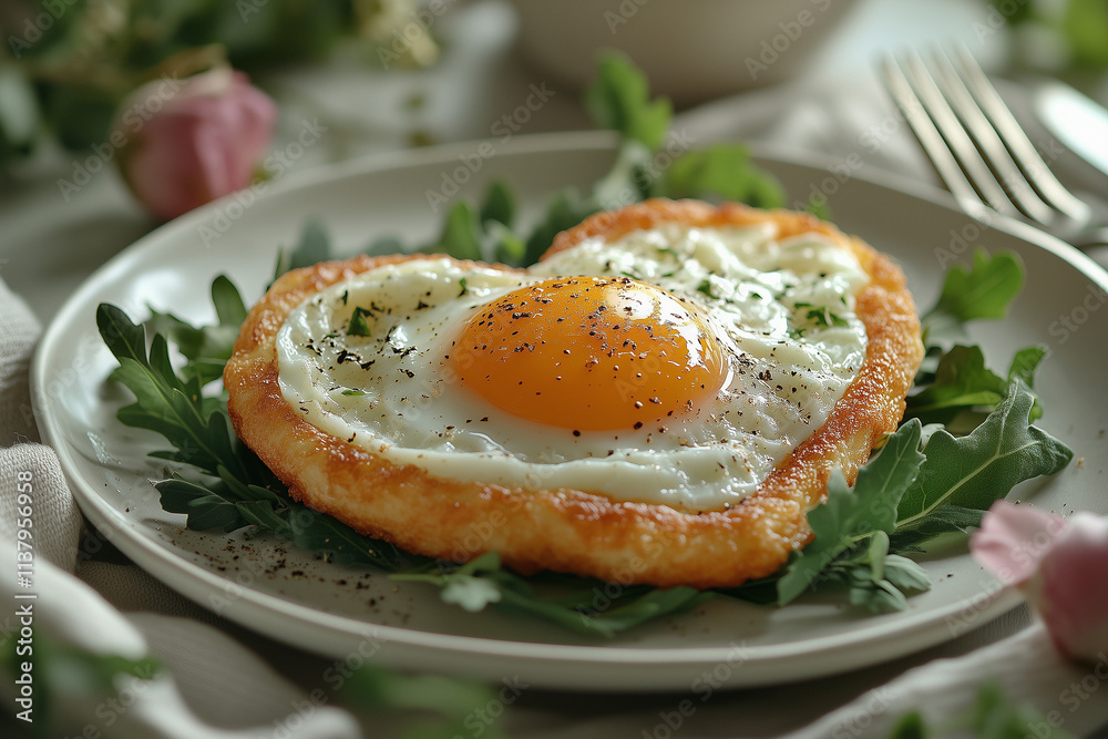 Heart shaped egg decorated with greenery Heart shaped egg decorated with greenery
