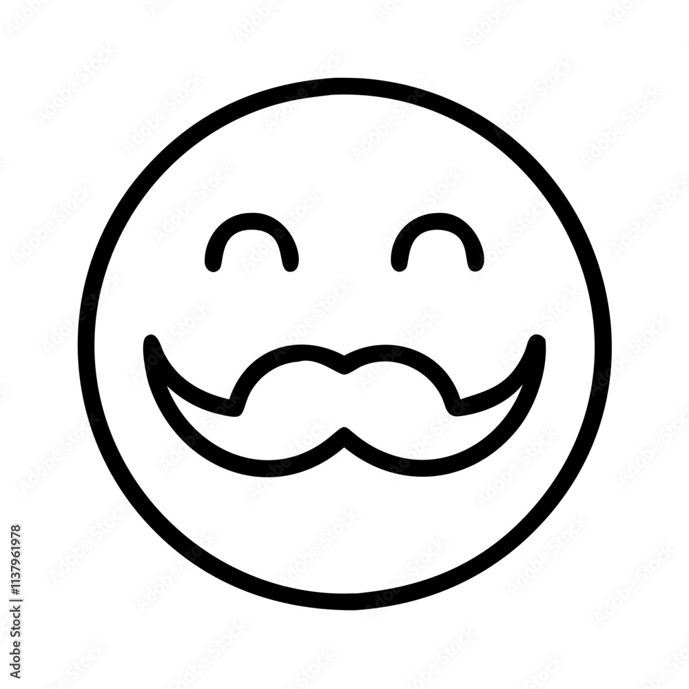 happy face with mustache icon, men’s day line art, men’s icon - simple black line art icon of happy face with mustache, for men’s day celebrations. men’s vector art. happy face with mustache icon, men’s day line art, men’s icon - simple black line art icon of happy face with mustache, for men’s day celebrations. men’s vector art.