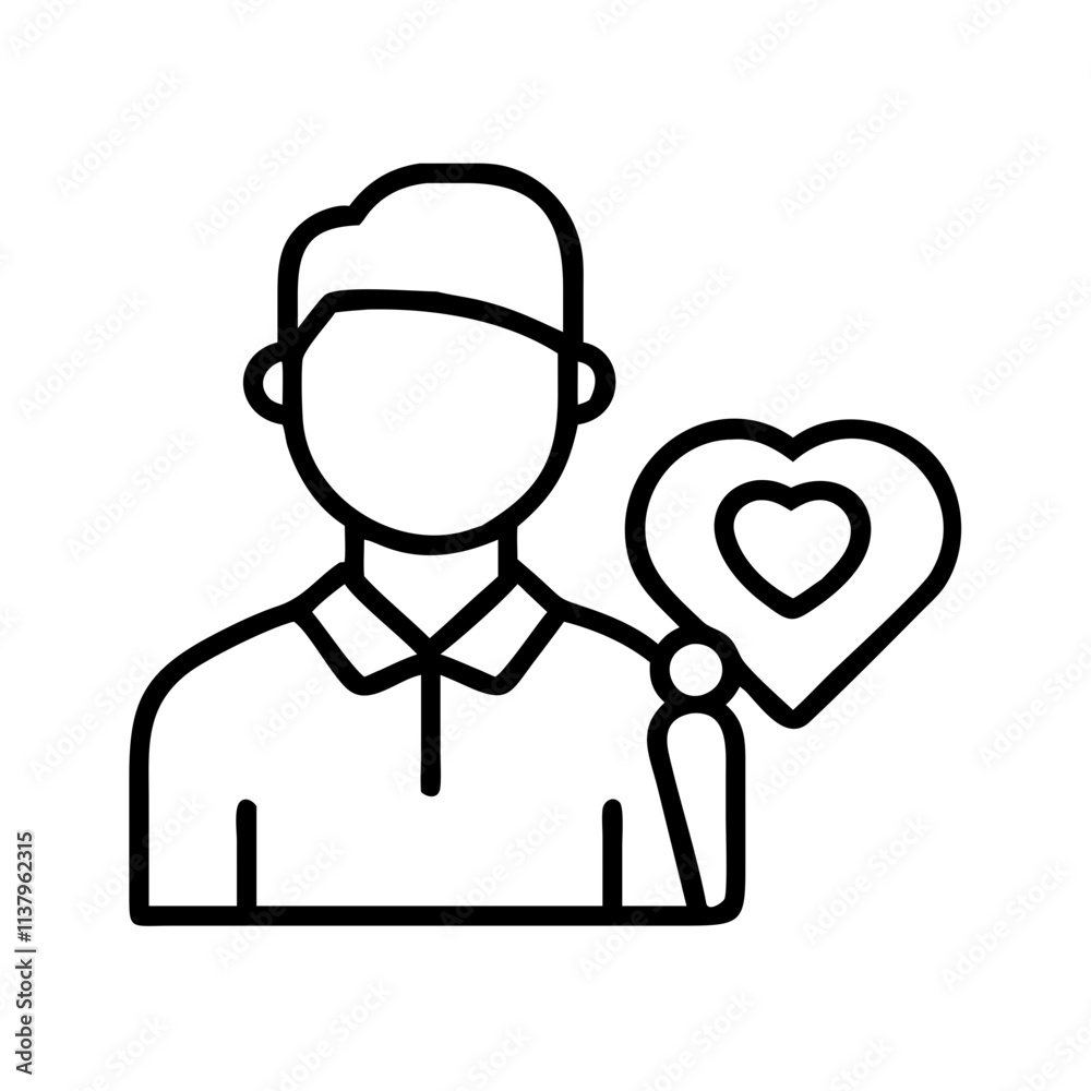 male caregiver icon, men’s day line art, men’s icon - simple black line art icon of male caregiver, for men’s day celebrations. men’s vector art. male caregiver icon, men’s day line art, men’s icon - simple black line art icon of male caregiver, for men’s day celebrations. men’s vector art.