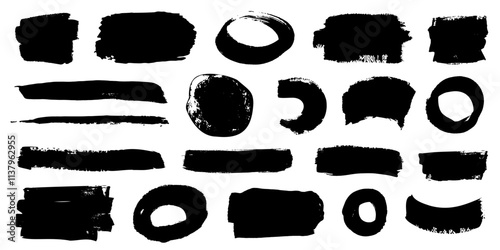 Vector Paint Brush Splash Set Grunge Stroke