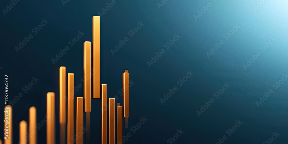 gold price investment concept. Abstract digital art featuring vertical golden bars against a blue gradient background. gold price investment concept. Abstract digital art featuring vertical golden bars against a blue gradient background.