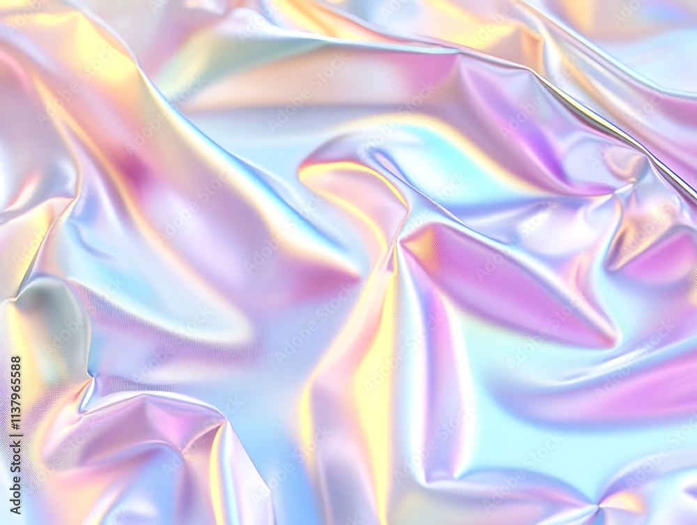 Naklejka premium A soft, pastel-themed holographic foil texture with subtle rainbow gradients on a smooth surface
