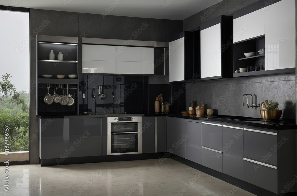 Modern Grey And Black Kitchen Design Modern Grey And Black Kitchen Design