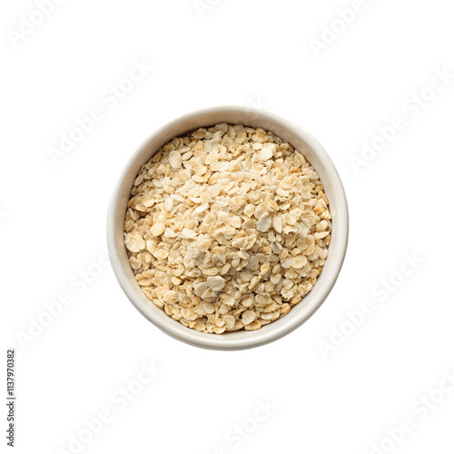 Dry porridge oats on transparent background