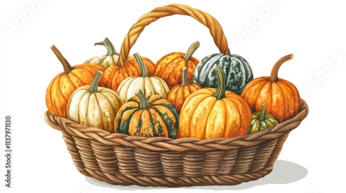 Wallpaper Mural Autumn Harvest: A Bountiful Basket of Pumpkins Torontodigital.ca