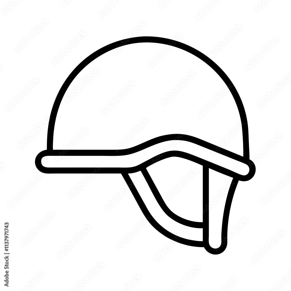 Naklejka premium military helmet icon, veterans day icon line art, veterans icon - simple black line art icon of military helmet, for veterans day celebrations. veterans vector art.