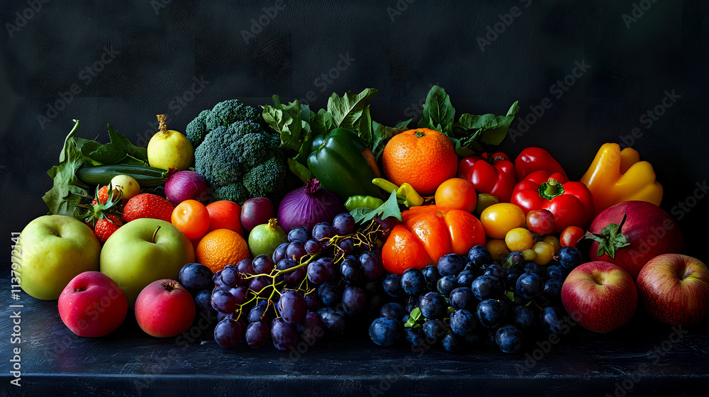 A colorful array of fresh fruits and vegetables.