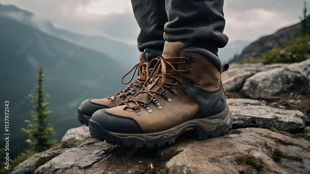 hiking boots in the mountains hiking boots in the mountains