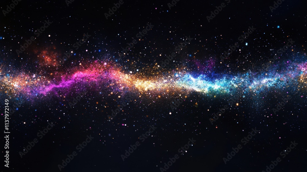 Fototapeta premium Celestial River Vibrant Nebula and Starry Night Sky.