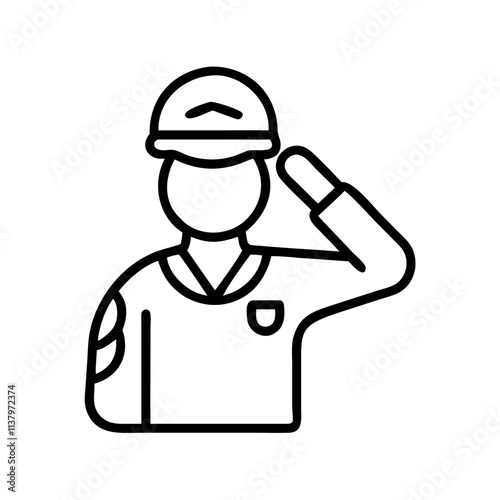 soldier s salute icon icon, veterans day icon line art, veterans icon  - simple black line art icon of soldier s salute icon, for veterans day celebrations. veterans vector art.