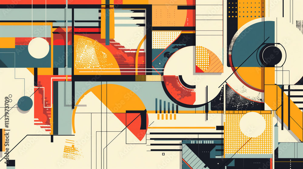 Abstract background with vibrant geometric shapes and lines, representing modern design elements, high-resolution illustration style. Abstract background with vibrant geometric shapes and lines, representing modern design elements, high-resolution illustration style.