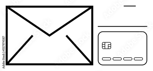 Envelope and credit card icons together suggest mailing, communication, and financial transactions. Ideal for banking, finance, communication, mailing services, digital payments, security