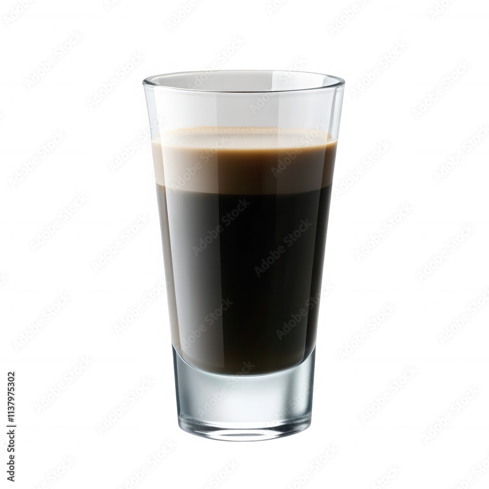 A transparent glass filled with a layered dark coffee drink, showcasing appealing textures and colors. Perfect for coffee lovers. A transparent glass filled with a layered dark coffee drink, showcasing appealing textures and colors. Perfect for coffee lovers.