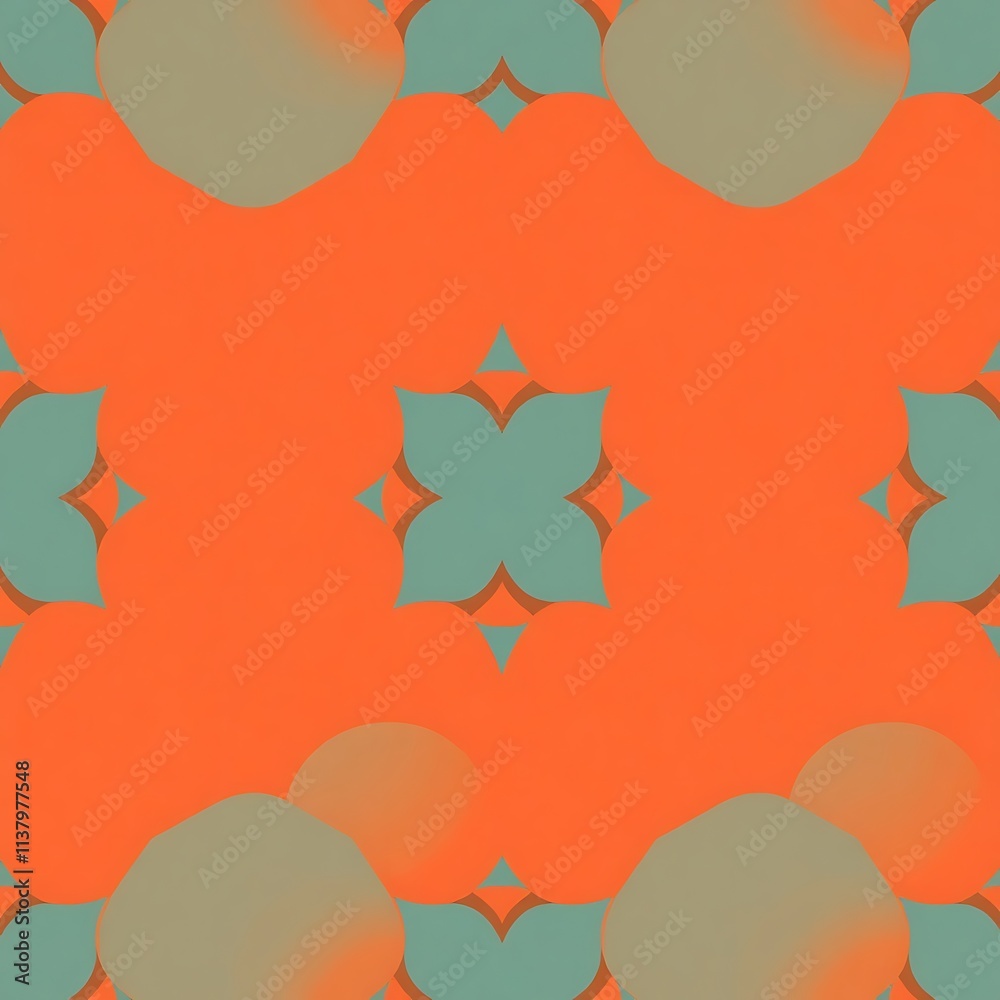 Fototapeta premium Vibrant Geometric Pattern: Teal and Orange Abstract Design 