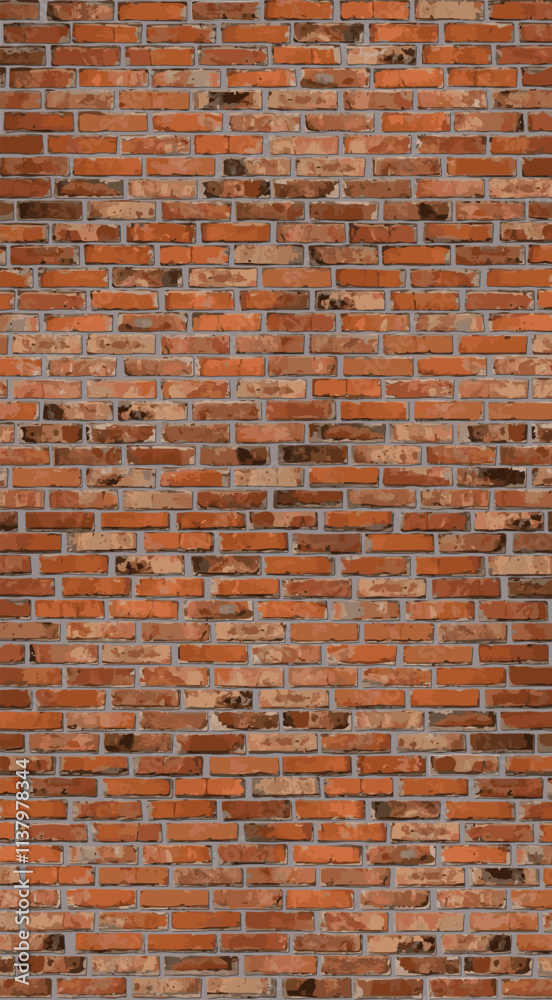 Fototapeta premium Old red brick wall. Vector illustration. Sketch for creativity.