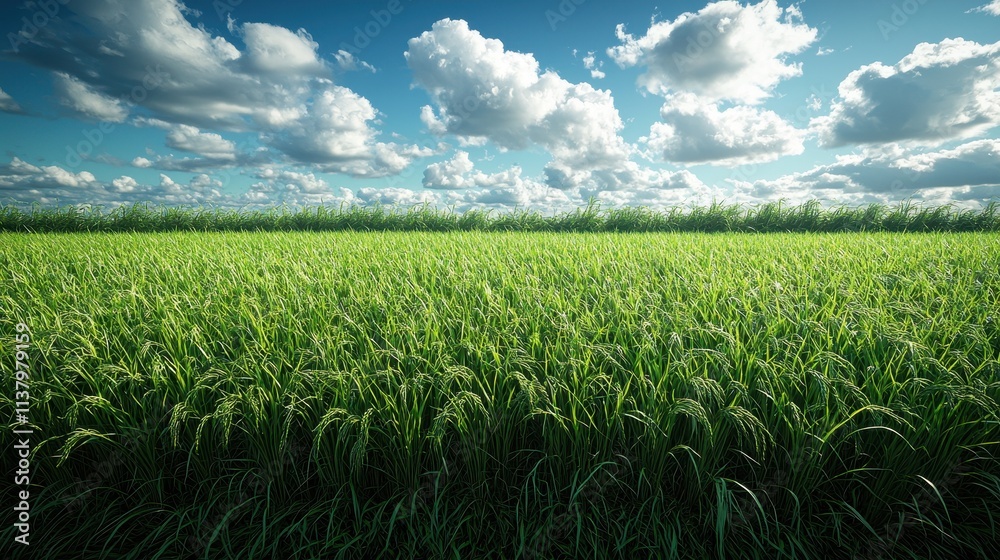 Serene Green Field Under a Picturesque Sky Serene Green Field Under a Picturesque Sky