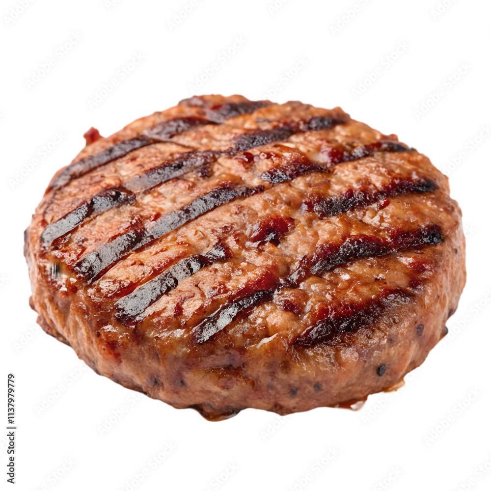 Grilled hamburger on transparent background