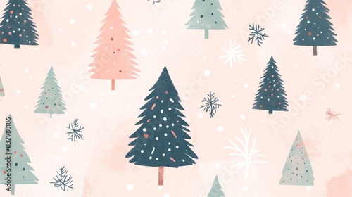 Minimalist pattern featuring stylized Christmas trees photo