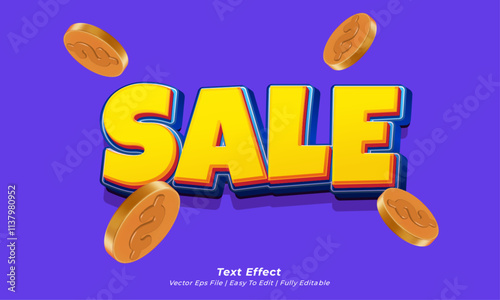 Vector 3d text effect sale title style
