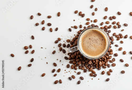 cup of coffee with beans