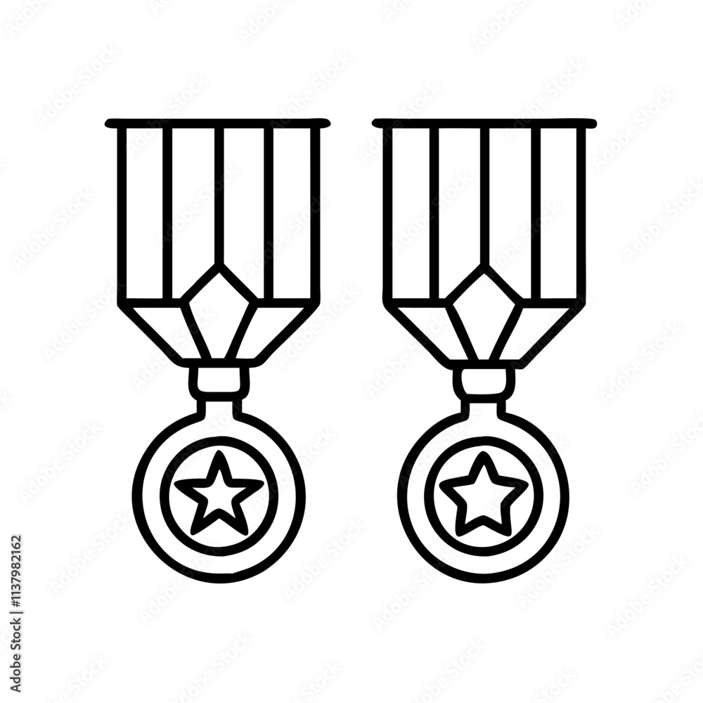 military medals on a ribbon icon, remembrance day line art, remembrance icon - simple black line art icon of military medals on a ribbon, for topic celebrations. topic vector art. military medals on a ribbon icon, remembrance day line art, remembrance icon - simple black line art icon of military medals on a ribbon, for topic celebrations. topic vector art.