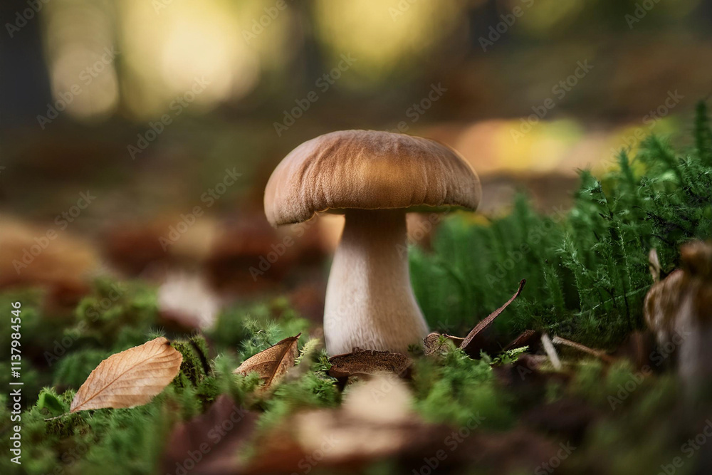 seta en el bosque en otroño, boletus, champiñón, delicia de monte, pequeño seta en el bosque en otroño, boletus, champiñón, delicia de monte, pequeño