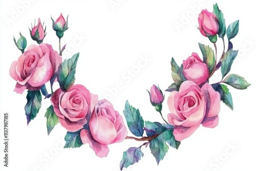 Elegant Pink Rose Floral Frame