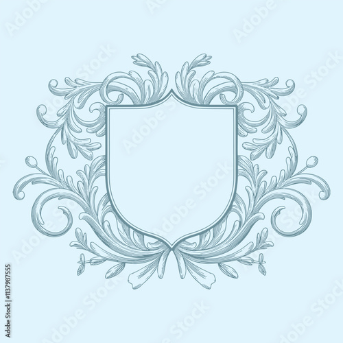 Floral Wedding monogram crest design. Vintage wedding monogram design. Wedding initial.