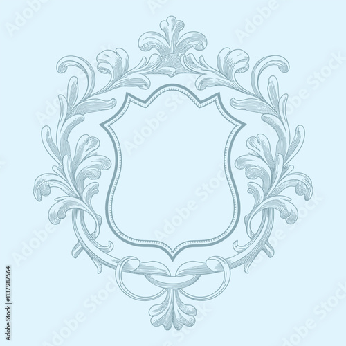 Floral Wedding monogram crest design. Vintage wedding monogram design. Wedding initial.