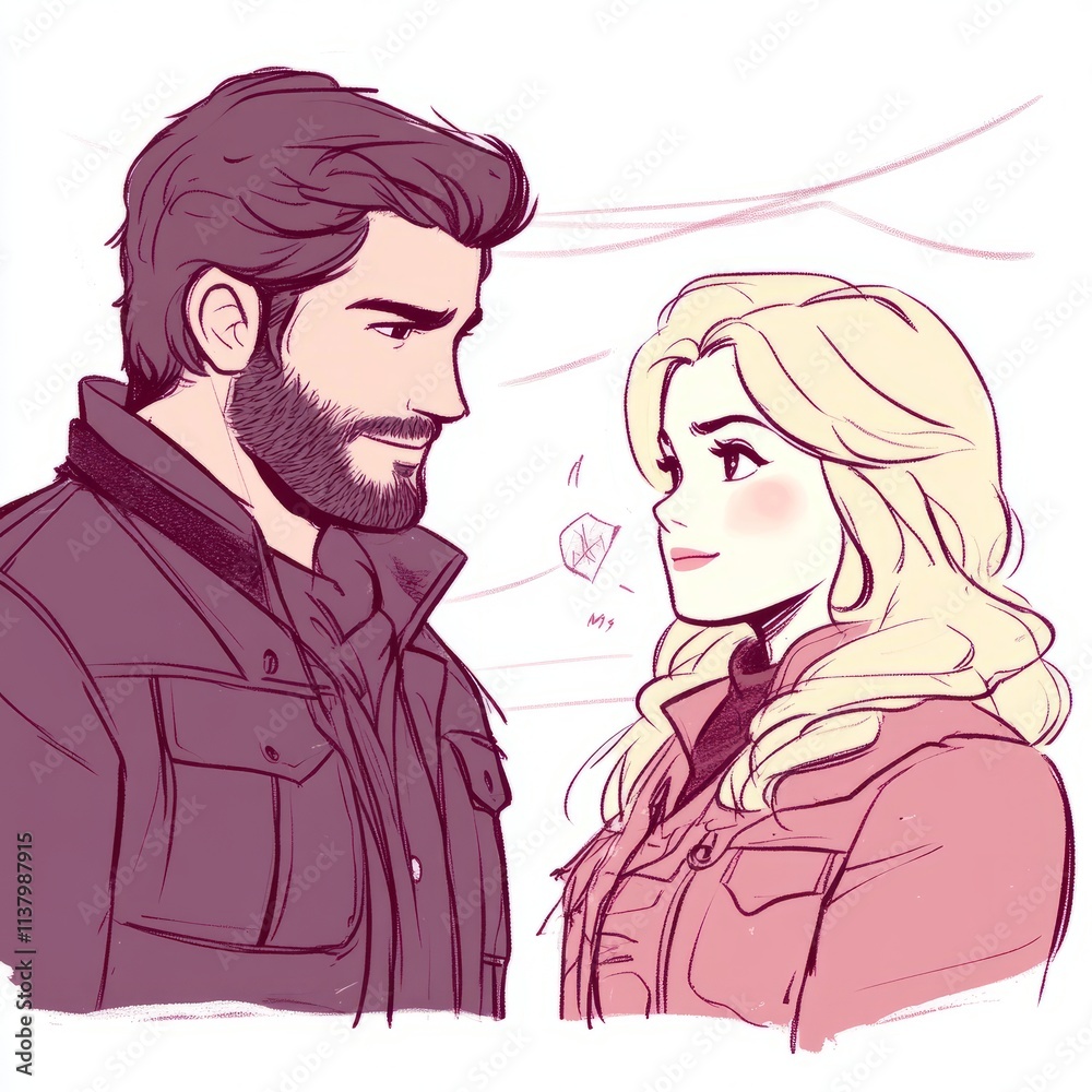 Romantic Couple Portrait Tender Gaze and Affectionate Expression