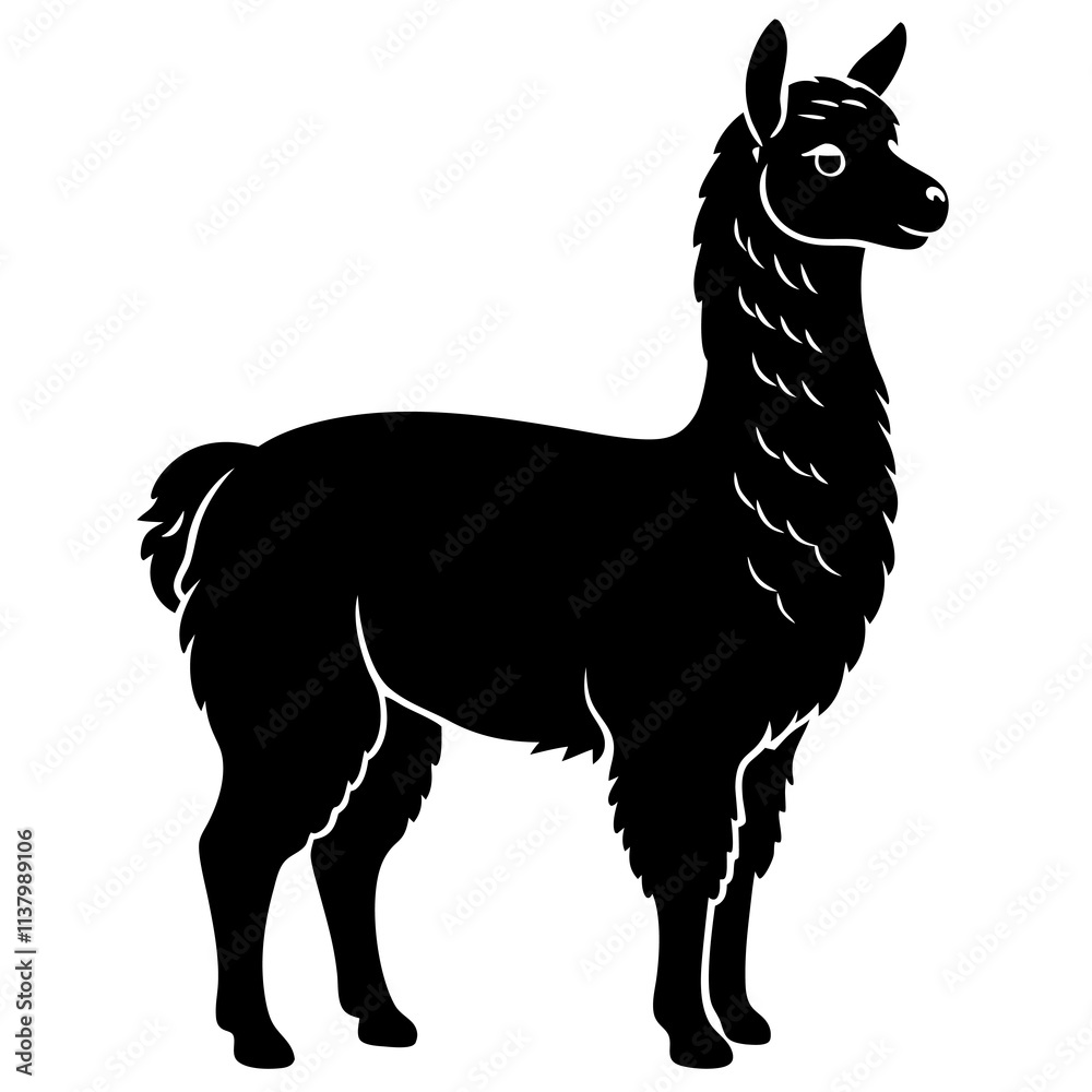 Fototapeta premium Alpaca Silhouette vector illustration