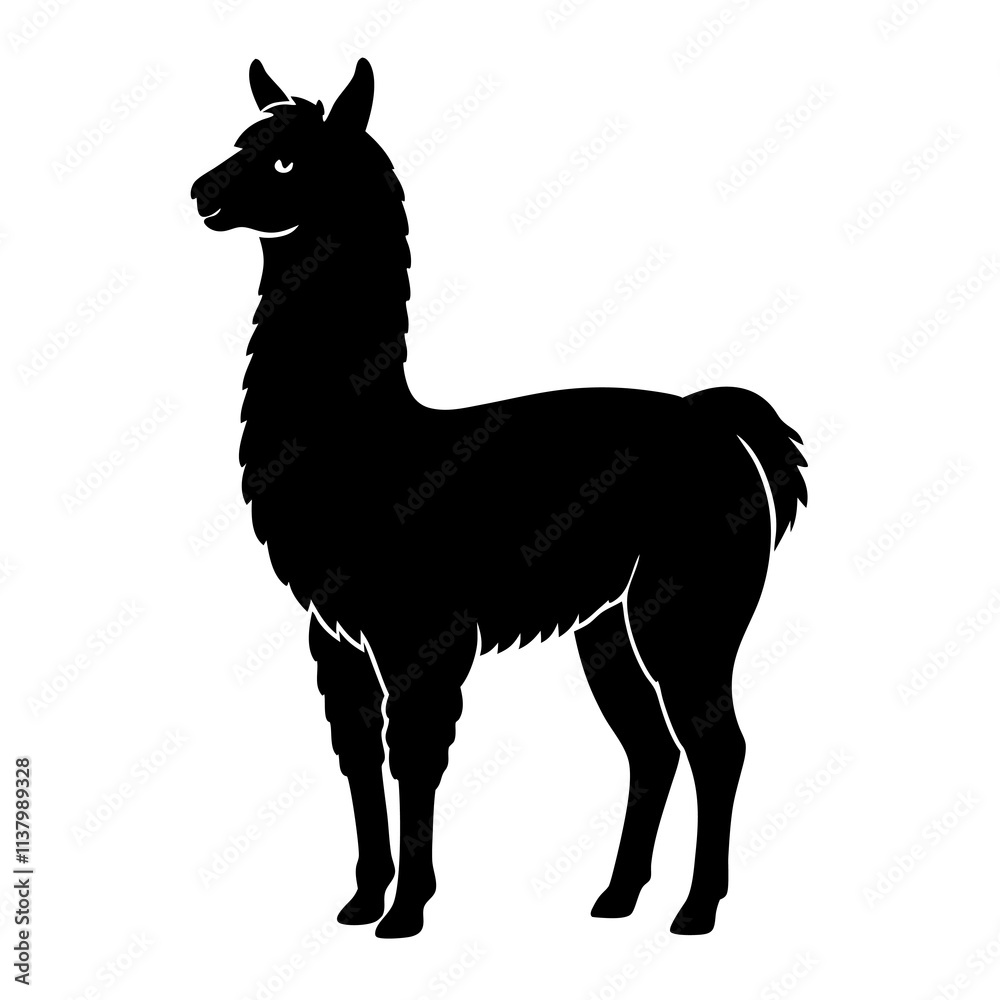 Fototapeta premium Alpaca Silhouette vector illustration